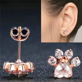ROSE GOLD & WHITE PAW EARRINGS